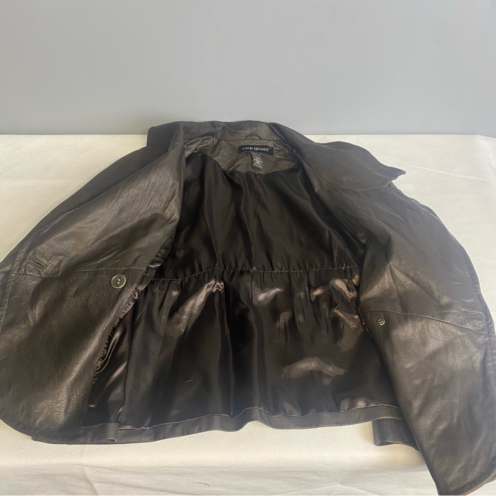Lane Bryant Genuine Leather Jacket Women's Size 18/20 Brown Button Closure - Picture 6 of 16